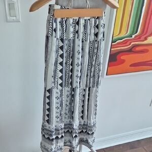 Black White And Navy Patterned Women's Skirt